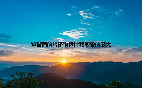 这背后的经济链远比我想象的庞大