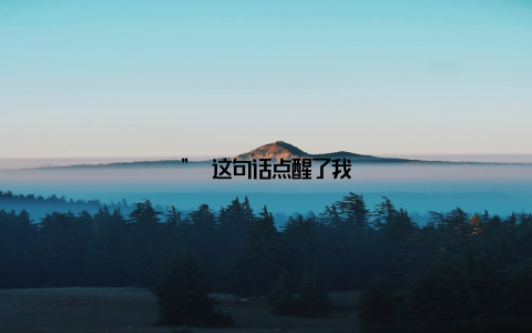 ” 这句话点醒了我