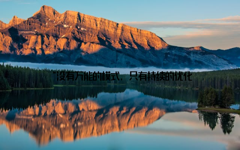 “没有万能的模式, 只有持续的优化