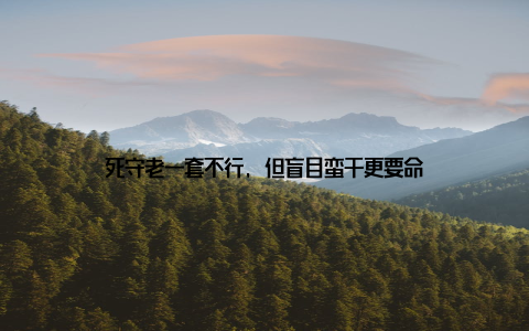 死守老一套不行, 但盲目蛮干更要命